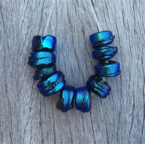 Blue Dichroic Beads Dichroic Glass Beads Scroll Beads | Etsy