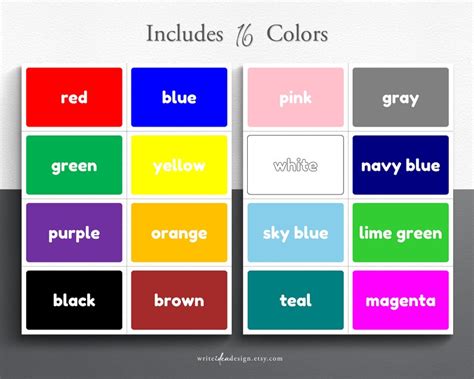 Printable Color Flash Cards. Printable Color Name Flash Cards. - Etsy