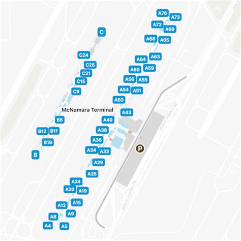 Detroit Metropolitian Airport DTW North Terminal Map