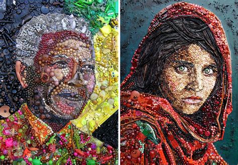 Artist Re-Creates Iconic Portraits With Thousands of Found Objects | DeMilked