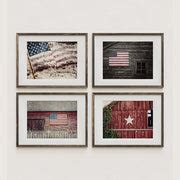 Patriotic Farmhouse Wall Decor Set of 4 Americana Red White and Blue Art Prints or Canvas Wraps ...