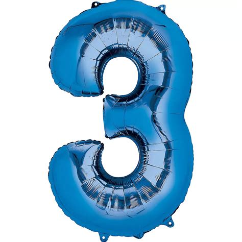 34in Blue Number 3 Balloon | Party City