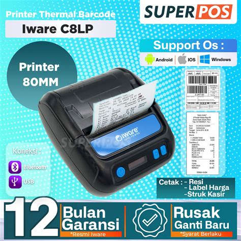 Promo Mini Printer Thermal Label Barcode 80mm Usb Bluetooth Iware C8LP Diskon 6% di Seller Super ...