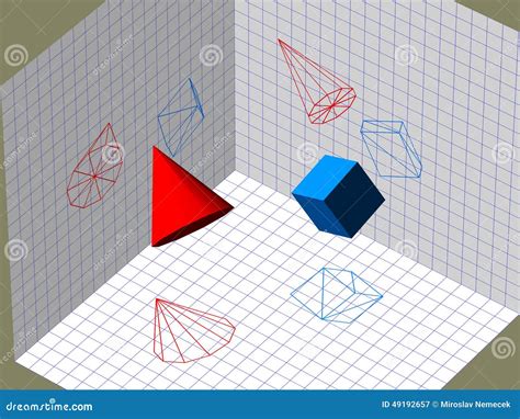 Descriptive Geometry 3D Projection Stock Illustration - Illustration of ...