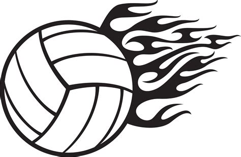 Flaming volleyball ball black and white. Vector illustration. 12867363 ...