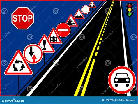 Road Traffic Signs. Illustration, Background Stock Illustration ...