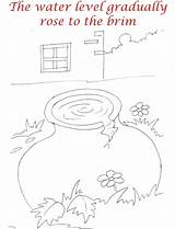 Thirsty crow Story coloring Page For Kids 10 sketch template