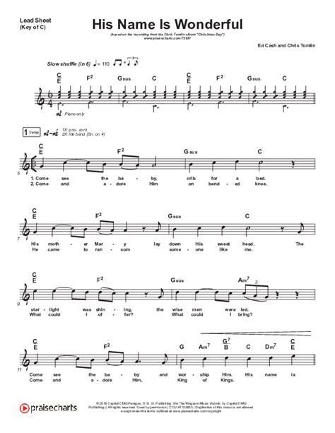 His Name Is Wonderful Sheet Music PDF (Chris Tomlin) - PraiseCharts