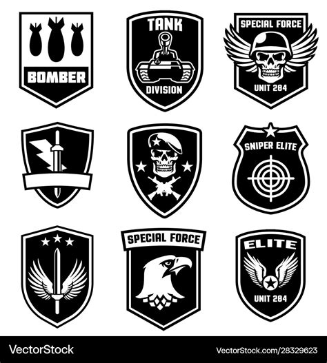 Set military patches design Royalty Free Vector Image