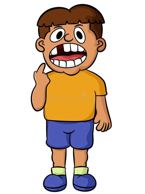 Cartoon Illustration of a Boy Showing His Missing Tooth. Vector Stock Vector - Illustration of ...