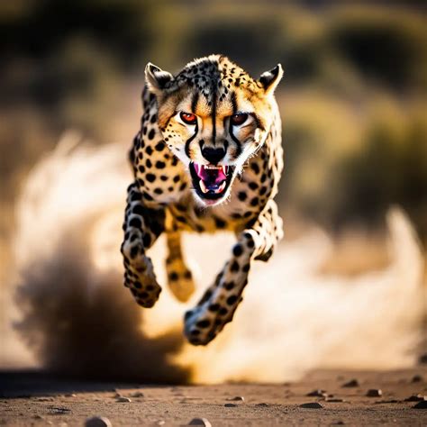 Menacing Cheetah with Formidable Fangs in a Pouncing Stance | MUSE AI