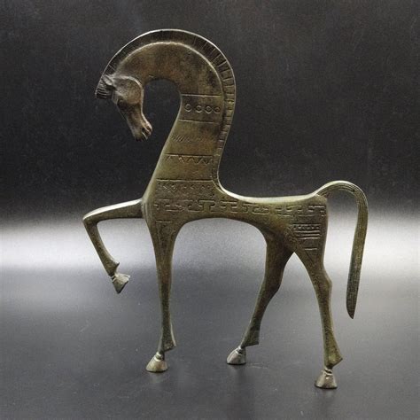 Large Greek Bronze Horse Statue, Geometric Metal Art Sculpture, Museum ...