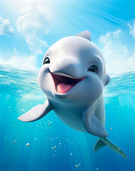 Free Photo | Cute cartoon dolphin smiling