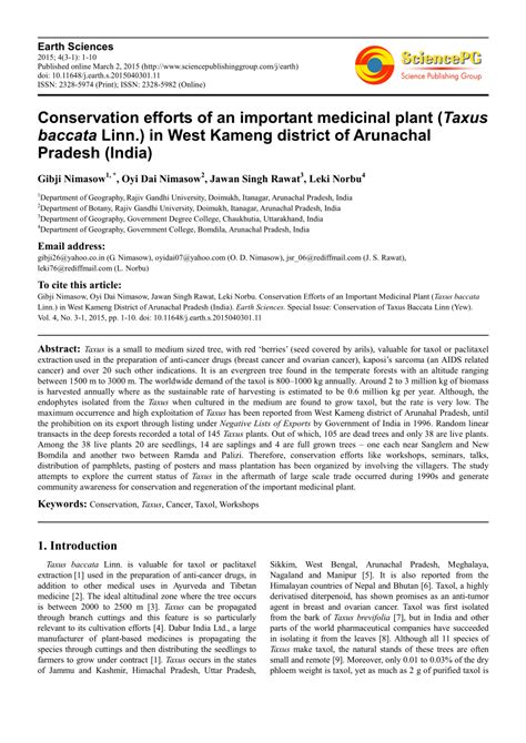 (PDF) Conservation Efforts of an Important Medicinal Plant (Taxus ...