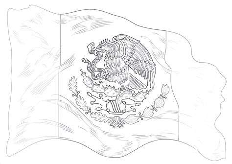 Printable Mexican Flag Coloring Page - Mimi Panda