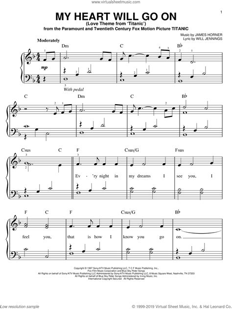 Dion - My Heart Will Go On (Love Theme from Titanic) sheet music (easy ...