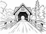 Lovely Covered Bridge Coloring  Page sketch template