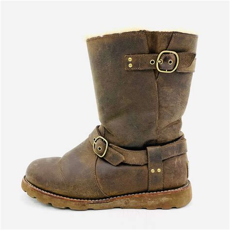 Ugg Australia Noira 1001733 Brown Leather Boots Womens Size 7 | eBay