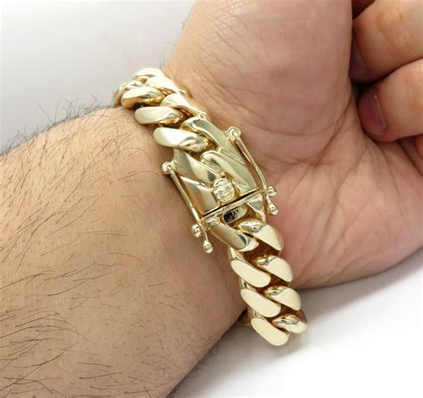 Buy 10k Yellow Gold Solid Thick Miami Bracelet 8.75 Inches 15mm Online at SO ICY JEWELRY