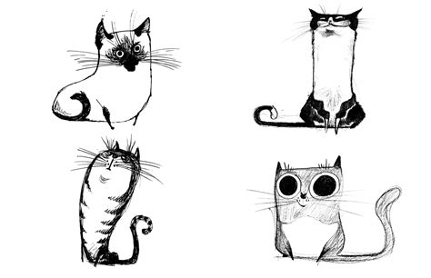 Funny Cat Drawings Pictures : Pin By Elizabeth Kallal On =^..^= Kitties | Bodhiwasuen