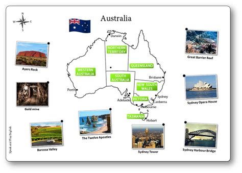 Printable Australia Illustrated Map for Children - Australian Map for ...