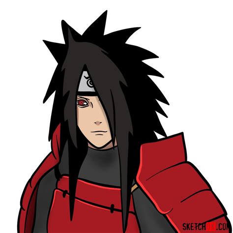 How to draw the face of Madara Uchiha (Naruto) - Sketchok easy drawing guides