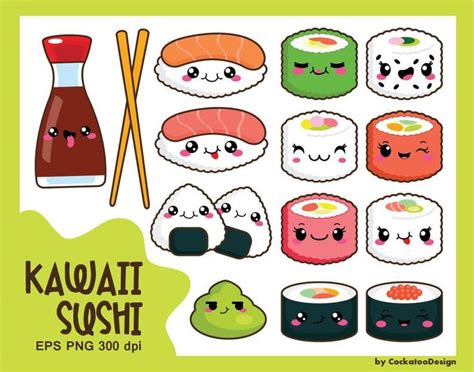 Kawaii Clip Art Kawaii Sushi Clip Art Kawaii Sushi Clipart - Etsy | Dibujos bonitos de comida ...