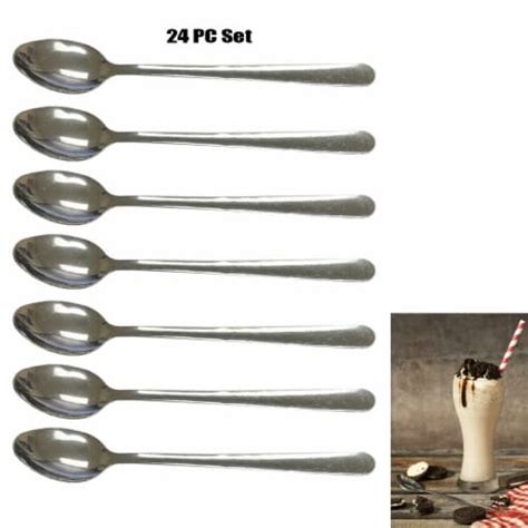 24 PC Set 8 Long Handle Ice Cream Spoons Stainless Dessert Spoon Tea ...