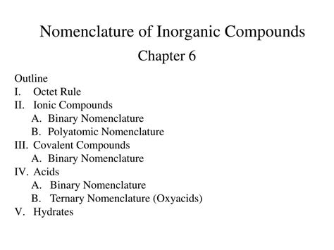 PPT - Nomenclature of Inorganic Compounds PowerPoint Presentation, free ...