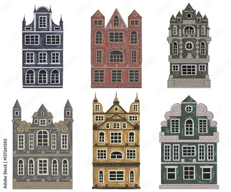 Amsterdam. Old historic buildings and houses. Traditional european ...