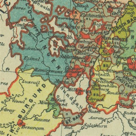 1890 Vintage Map of Germany in Year 1648