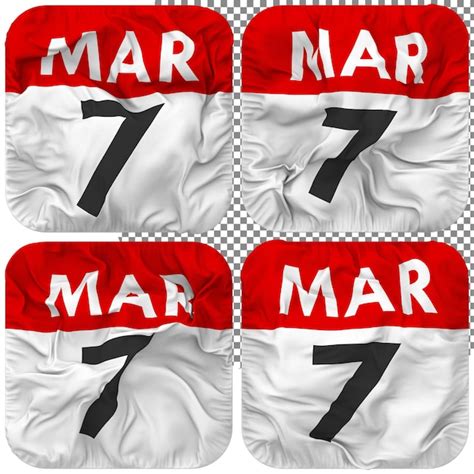 Premium PSD | Seventh 7th March Date Calendar Icon Isolated Four Waving ...