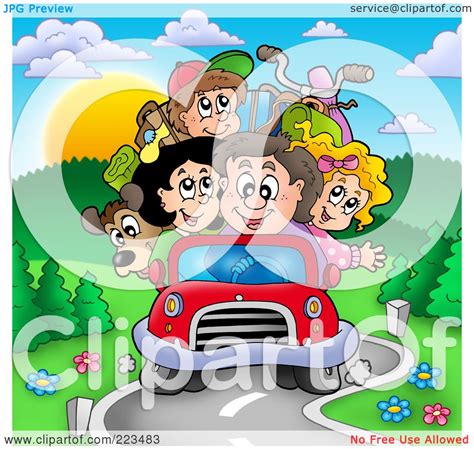 Royalty-Free (RF) Clipart Illustration of a Car Packed Full Of Family ...