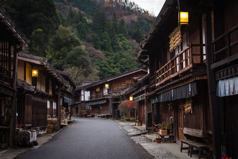 Well preserved Edo period houses at post town Tsumago in Kiso Valley ...