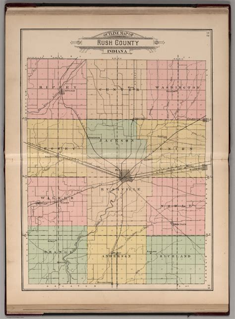 Outline Map of Rush County, Indiana. - David Rumsey Historical Map ...