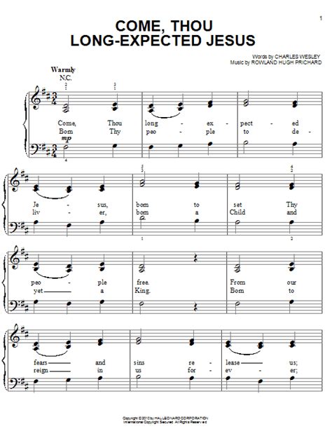 Come, Thou Long-Expected Jesus | Sheet Music Direct