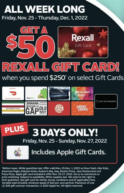 Rexall Black Friday Promotion Deal: Get a FREE $50 Rexall Gift Card With $250 Gift Card Purchase ...