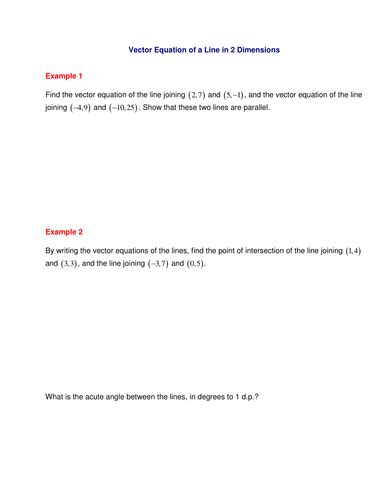 Vector equation of a line | Teaching Resources