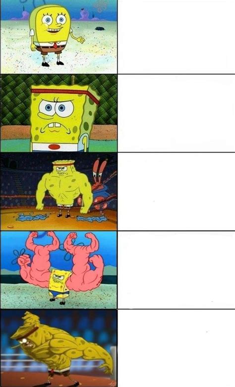 Increasingly Buff SpongeBob Template #3 | Increasingly Buff SpongeBob | Know Your Meme