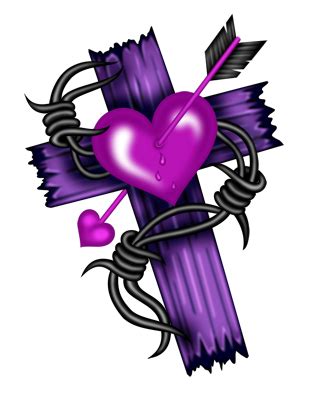 Purple cross pink heart Cross Tattoo Designs, Heart Tattoo Designs, Celtic Cross Tattoos, Celtic ...
