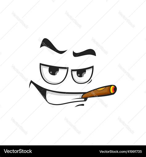 Cartoon smoking face character with cigar Vector Image