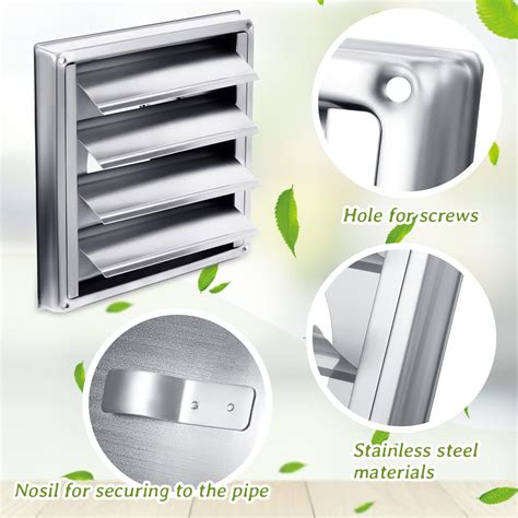 4 Inches Stainless Steel External Air Vent Cover Metal Dryer Vent Cover Outdoor Exhaust Louvered ...