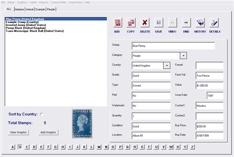 Stamp Collection Software