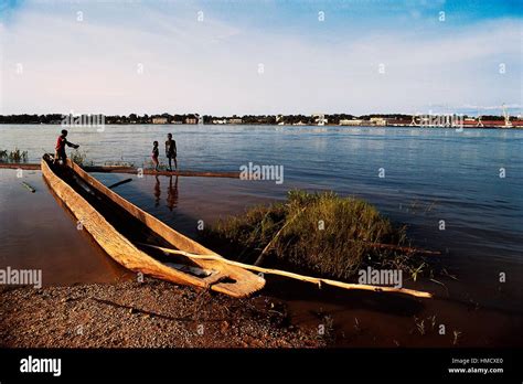 Fisherman's boat on the Congo river, Kisangani, Democratic Republic of ...