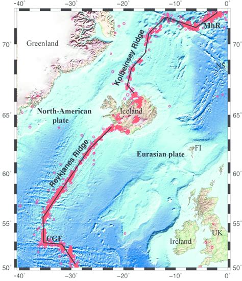 Plate boundaries of North-American and Eurasian plates in the... | Download Scientific Diagram