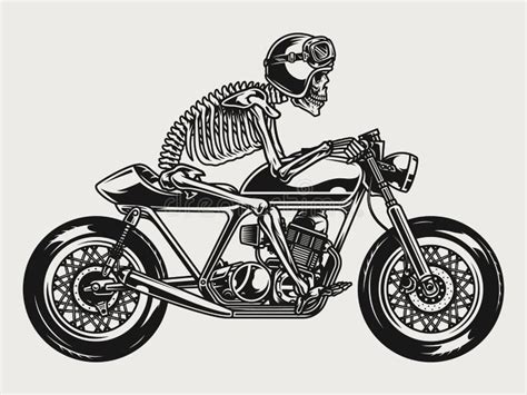 Skeleton Riding Motorcycle Vector Illustration Stock Illustrations ...