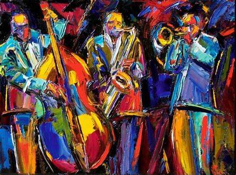 Portrait Artists International: Abstract Jazz Painting Music Art Bass Trumpet Paintings "Jumpin ...