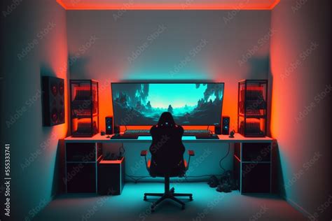 Gaming Pc desk with RGB lighting Gaming room, Gaming room with RGB ...