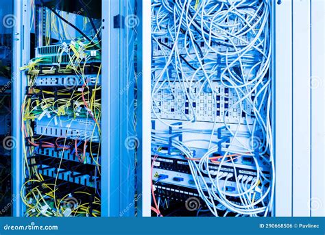 Server Rack with Switch Boards and Cables Stock Photo - Image of modern ...