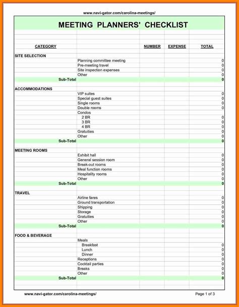 Meeting Planner Checklist Template Elegant Meeting Planning Checklist ...